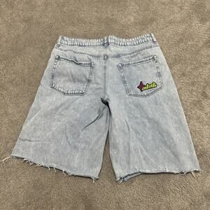 A.LAB Jean Shorts Wide Leg Baggy Blue Jorts Size 12 Women’s Ultra Loose Y2k